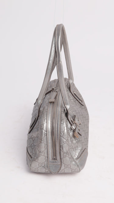 GUCCI Silver Guccissima Leather Princy Medium Boston Bag